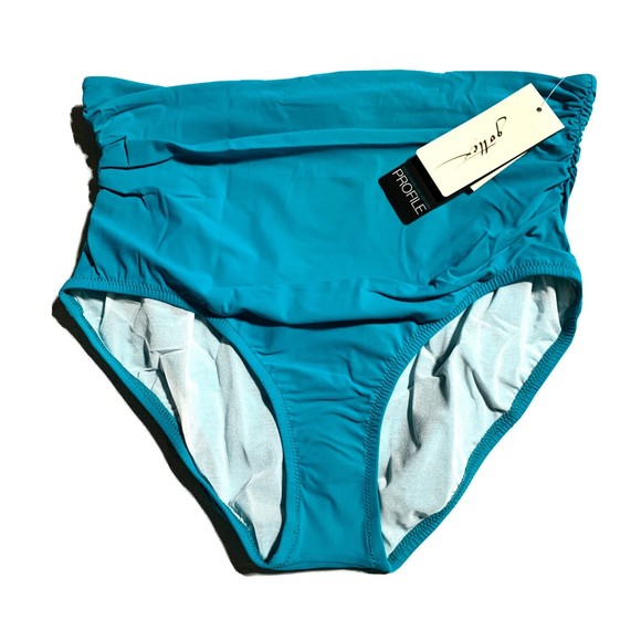 Profile by Gottex TUTTI FRUTTI High Waist Bikini Bottom Turquoise Size 16 NWT - Picture 1 of 11